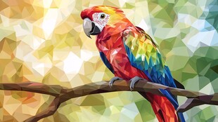 彩色鹦鹉栖息于树枝间