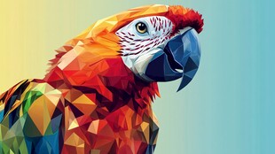 多彩几何风鹦鹉艺术图像