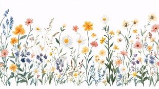 手绘烂漫野花花卉图案