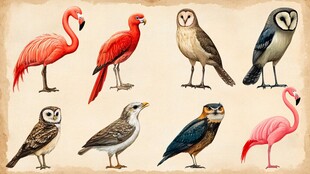 多样鸟类插画展示