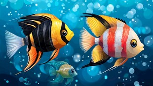 海底彩鱼共游奇幻画面