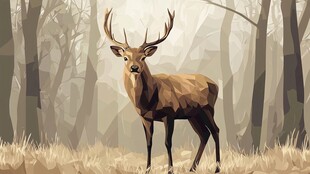 森林中的几何风格雄鹿