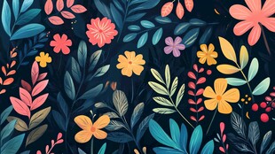 缤纷花卉植物图案背景