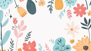 手绘清新花卉边框图案