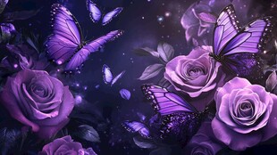 梦幻紫玫瑰与翩跹蝴蝶