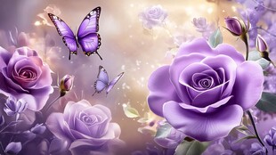 梦幻紫玫瑰与翩跹蝴蝶