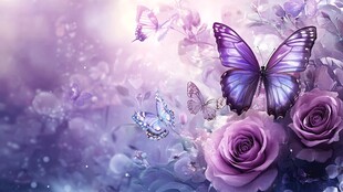 梦幻紫蝶伴玫瑰