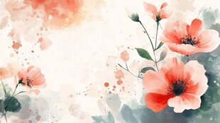 水彩绘就的绚烂花卉图景