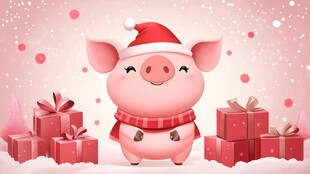 圣诞小猪与缤纷礼物