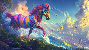 梦幻彩虹独角兽驰骋天际