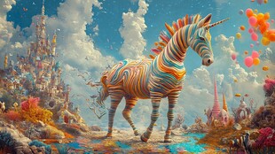 梦幻独角兽漫步奇幻城堡