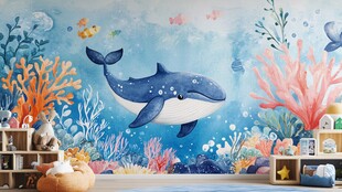 海底世界童趣墙绘场景