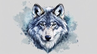 水彩绘就的威严狼之肖像