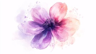 梦幻水彩花卉绽放之美