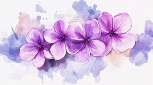 梦幻紫色水彩花卉插画