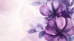 紫色花卉水彩唯美背景图