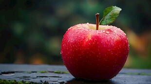 红苹果带水珠清新诱人