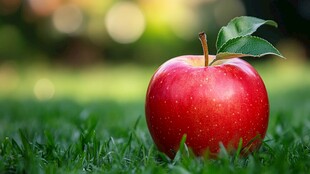 草地上的红苹果