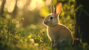 阳光下的可爱小兔子