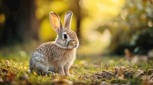 阳光下的可爱野兔