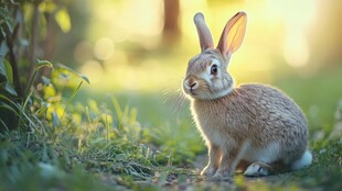 阳光下的可爱野兔