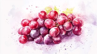 水彩绘就的饱满紫葡萄