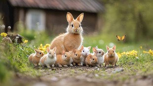 兔妈妈与小兔的温馨时刻