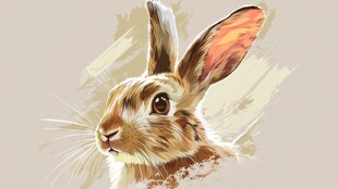 可爱兔子水彩风艺术画像