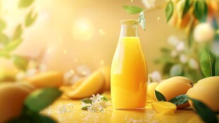 芒果汁饮品清新自然画面