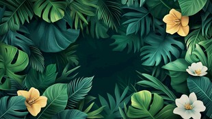 热带绿植花卉背景图