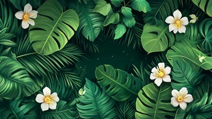 热带绿植花卉背景图