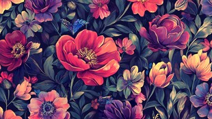 绚丽多彩花卉图案背景