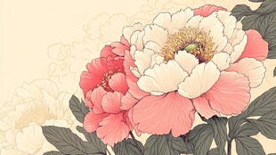 国风牡丹花卉精美插画