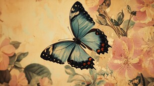 蓝蝶舞于繁花间