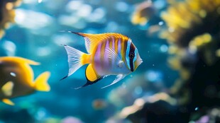 热带海鱼悠游于斑斓海底