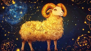 梦幻白羊座星空插画