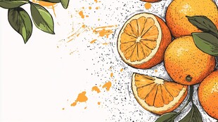 手绘鲜橙插画 清新自然风