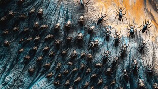 密集蜘蛛大军布满墙面