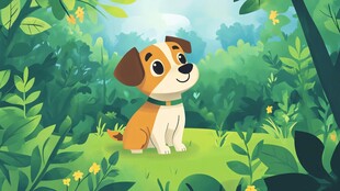 森林中的可爱小狗