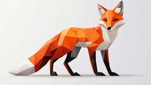 低多边形风格站立红狐狸
