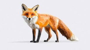 低多边形风格站立红狐狸