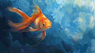 梦幻游弋的橙色金鱼