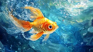 水中畅游的绚丽金鱼