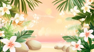 热带花卉海滩梦幻风光