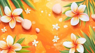 夏日缤纷花卉与绿植背景