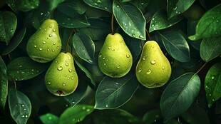 枝头青梨带露惹人怜