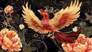 凤凰牡丹图 华丽国风绘