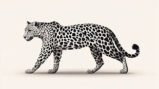 黑白斑点豹的优雅行走姿态