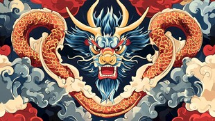 中式龙图腾国风插画艺术