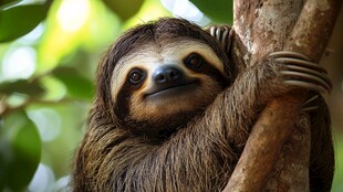 树懒挂在树上的可爱瞬间